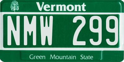 VT license plate NMW299