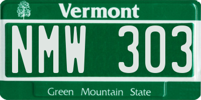 VT license plate NMW303