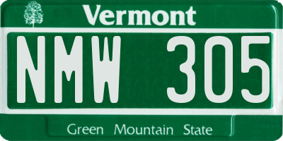 VT license plate NMW305