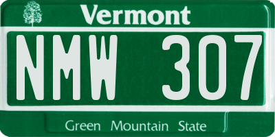 VT license plate NMW307