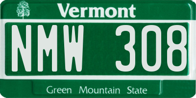VT license plate NMW308