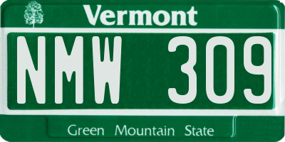 VT license plate NMW309
