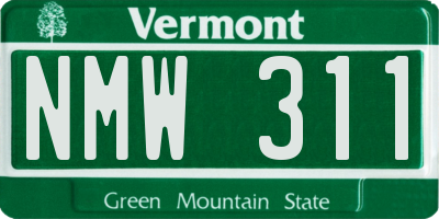 VT license plate NMW311