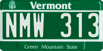 VT license plate NMW313