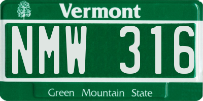 VT license plate NMW316