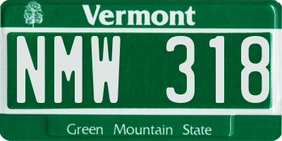 VT license plate NMW318