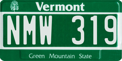 VT license plate NMW319