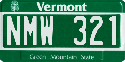 VT license plate NMW321