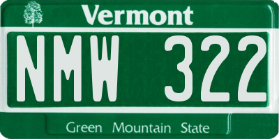 VT license plate NMW322