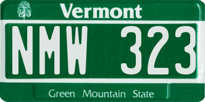 VT license plate NMW323