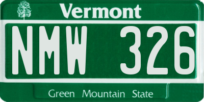 VT license plate NMW326