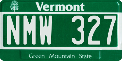 VT license plate NMW327