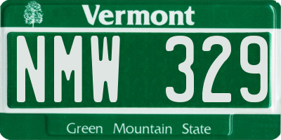 VT license plate NMW329