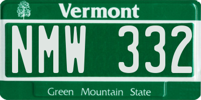 VT license plate NMW332