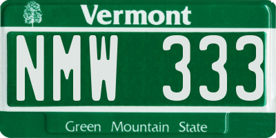VT license plate NMW333
