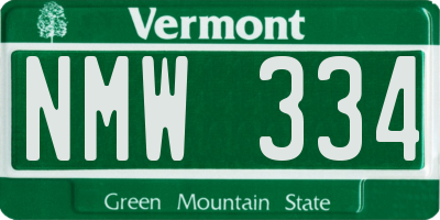 VT license plate NMW334