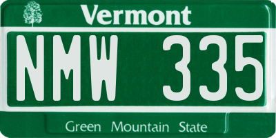 VT license plate NMW335