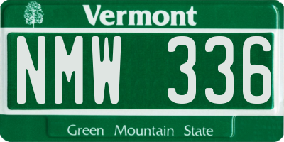 VT license plate NMW336