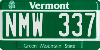 VT license plate NMW337