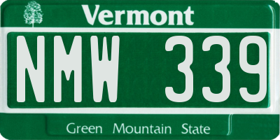 VT license plate NMW339