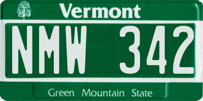 VT license plate NMW342