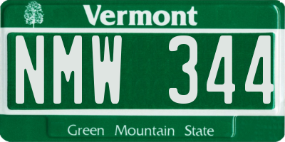 VT license plate NMW344