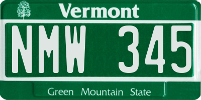 VT license plate NMW345