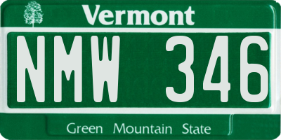 VT license plate NMW346