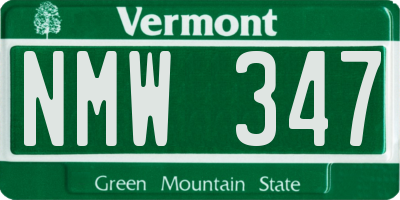 VT license plate NMW347