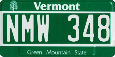 VT license plate NMW348
