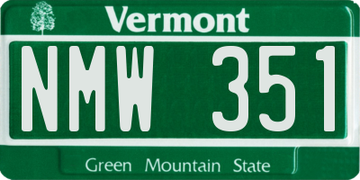 VT license plate NMW351