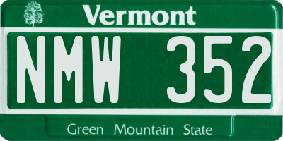 VT license plate NMW352
