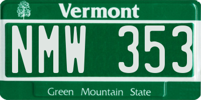 VT license plate NMW353