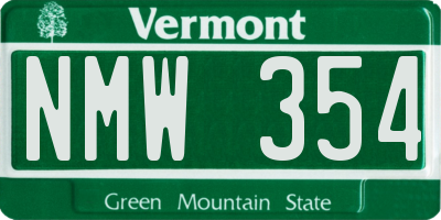 VT license plate NMW354