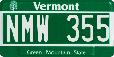 VT license plate NMW355