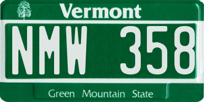 VT license plate NMW358