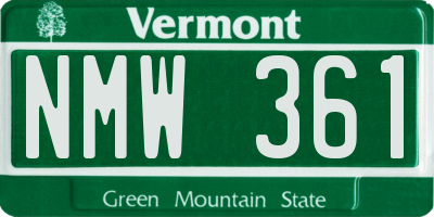 VT license plate NMW361
