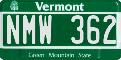 VT license plate NMW362