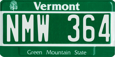 VT license plate NMW364
