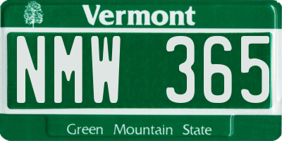 VT license plate NMW365