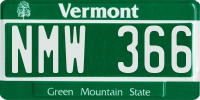 VT license plate NMW366