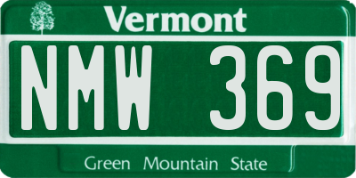 VT license plate NMW369