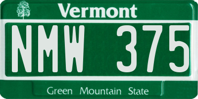 VT license plate NMW375