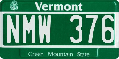 VT license plate NMW376