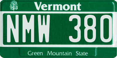 VT license plate NMW380