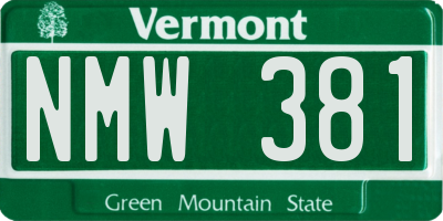 VT license plate NMW381