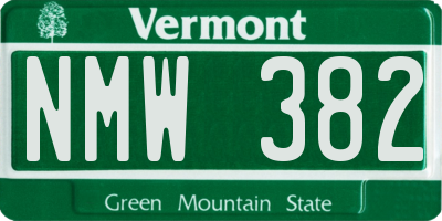 VT license plate NMW382