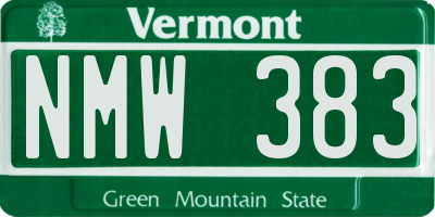 VT license plate NMW383