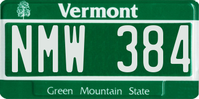 VT license plate NMW384