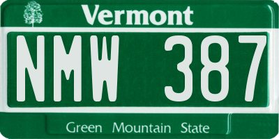 VT license plate NMW387
